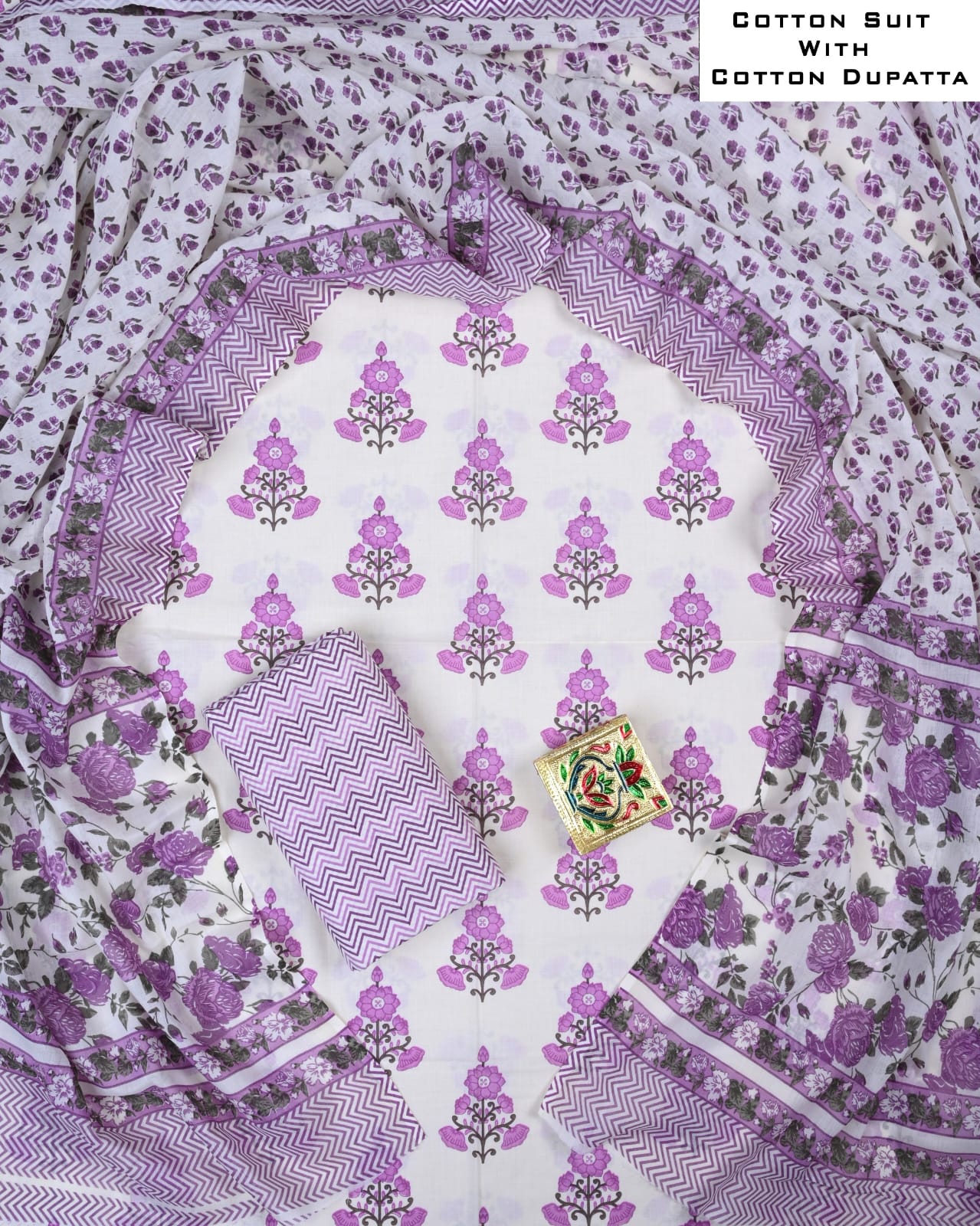 Simple Cotton Suit Set with Dupatta