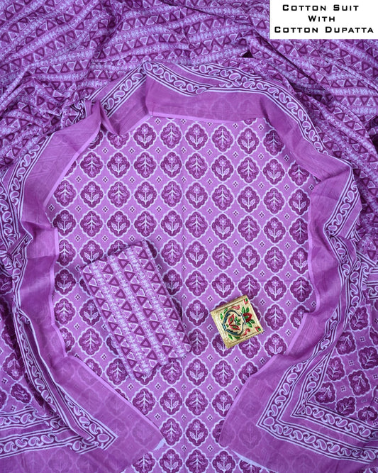 Stylish Cotton Suit with Dupatta