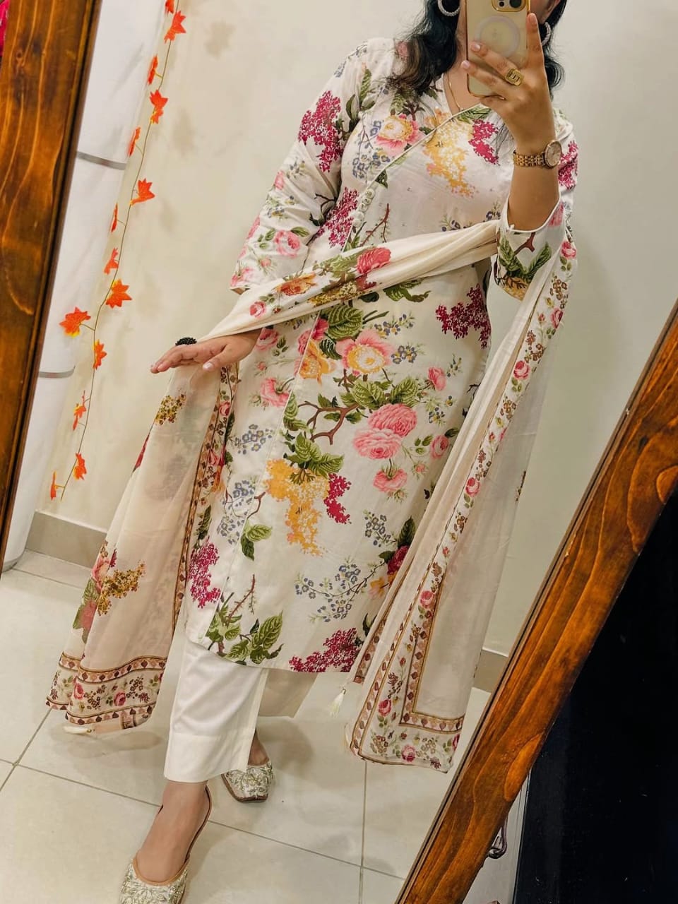 Pure Cotton printed kurti with pant and mulmul printed dupatta
