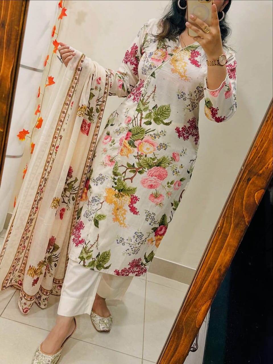 Pure Cotton printed kurti with pant and mulmul printed dupatta