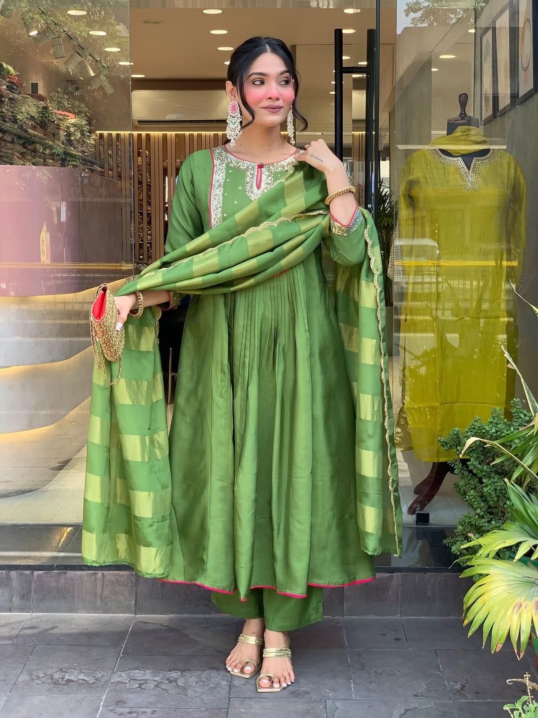 Green Wedding Special Anarkali Suits