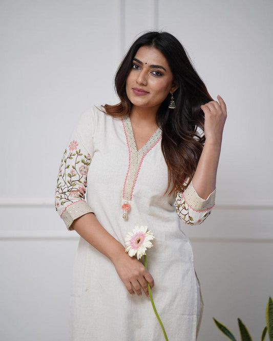 Pure White Cotton Kurti Pant