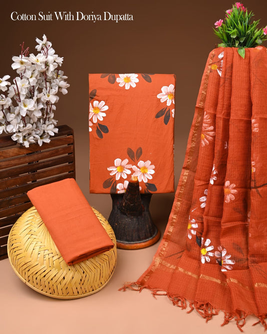 Cotton Suit with Kota Doria Dupatta