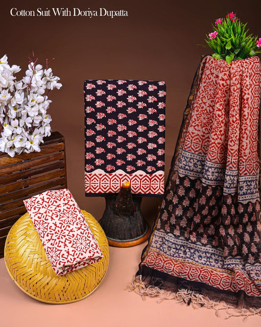 Cotton Suit with Kota Doria Dupatta Online