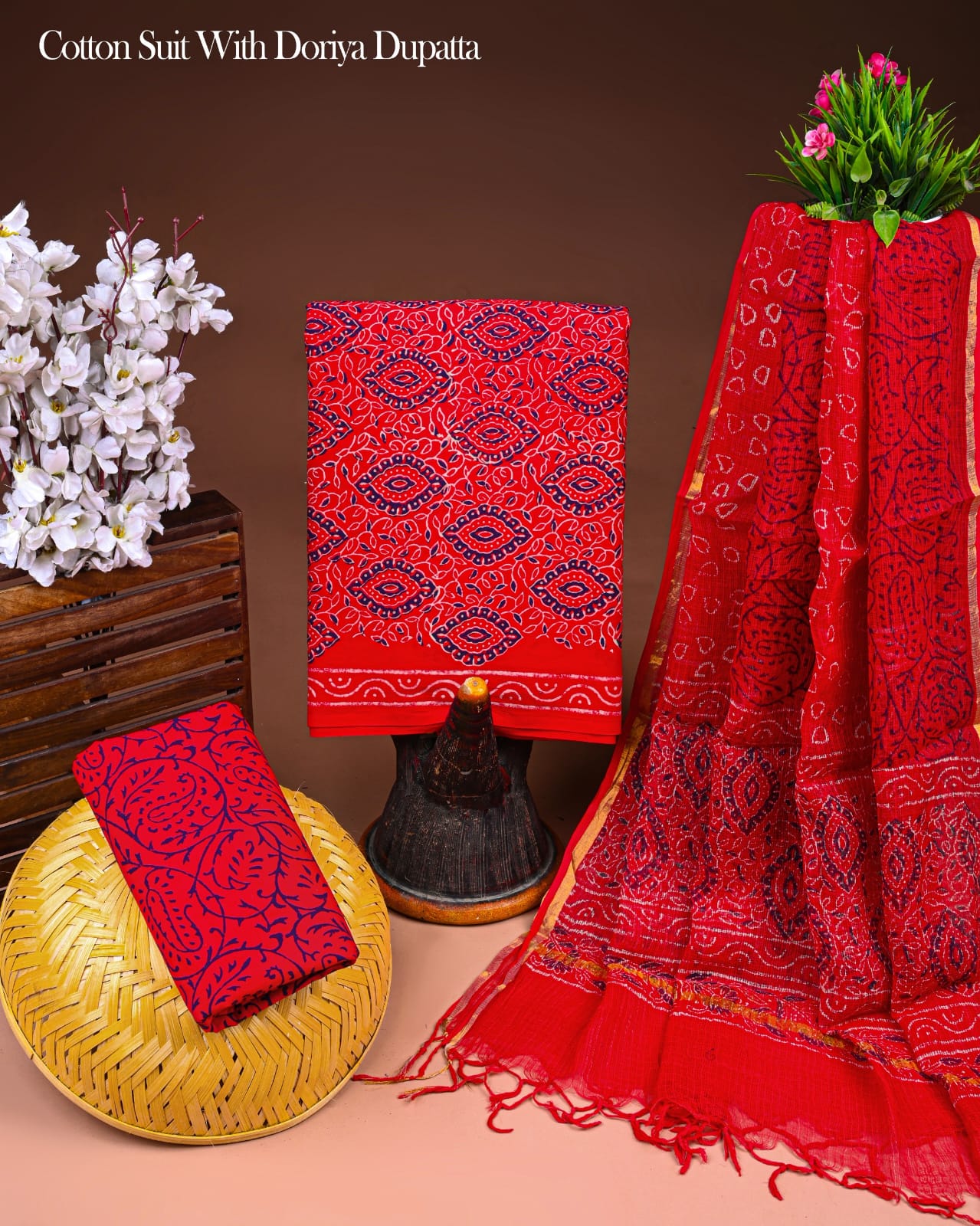 Cotton Suit Set with Dupatta