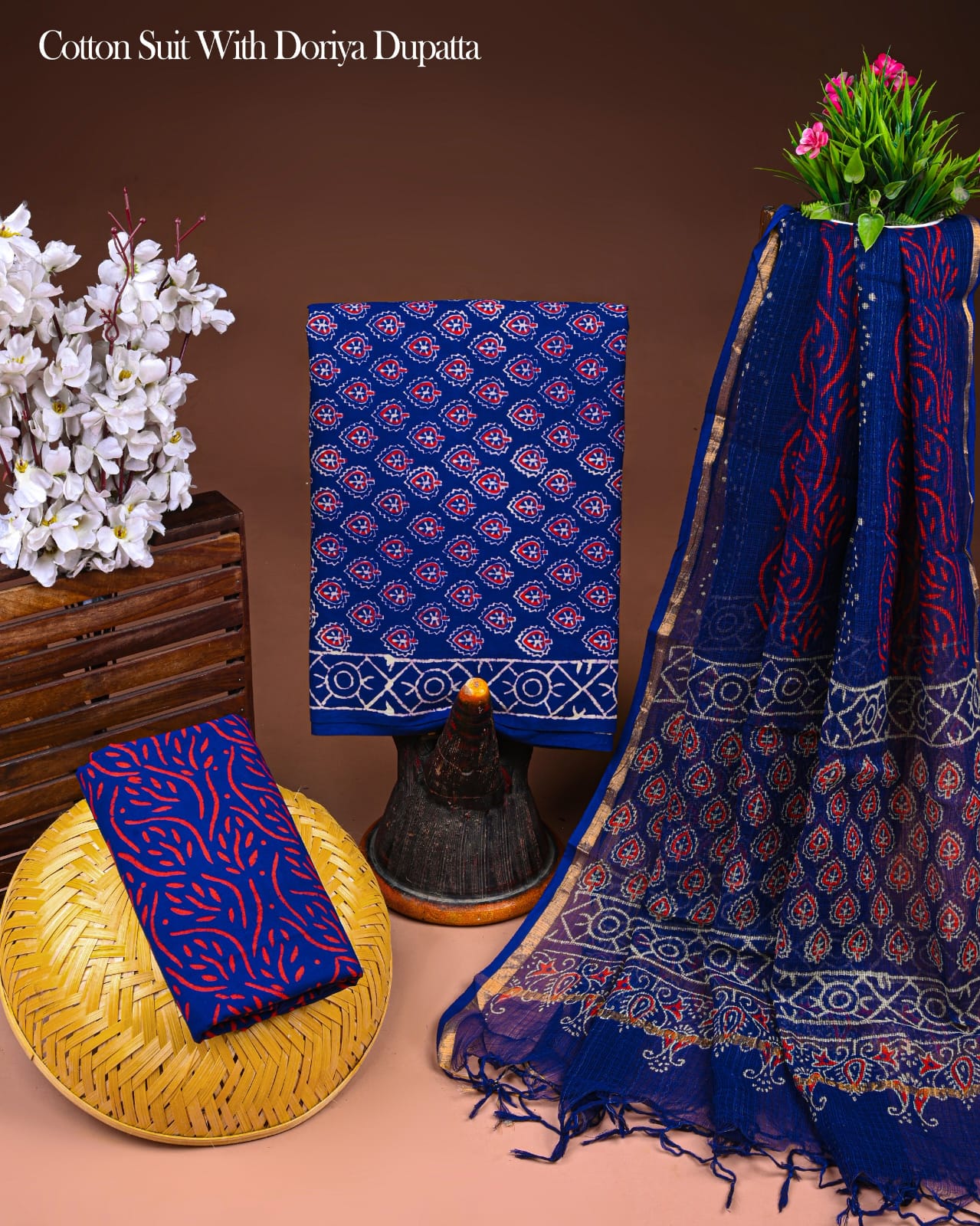 Cotton Suit with Kota Doria Dupatta Set
