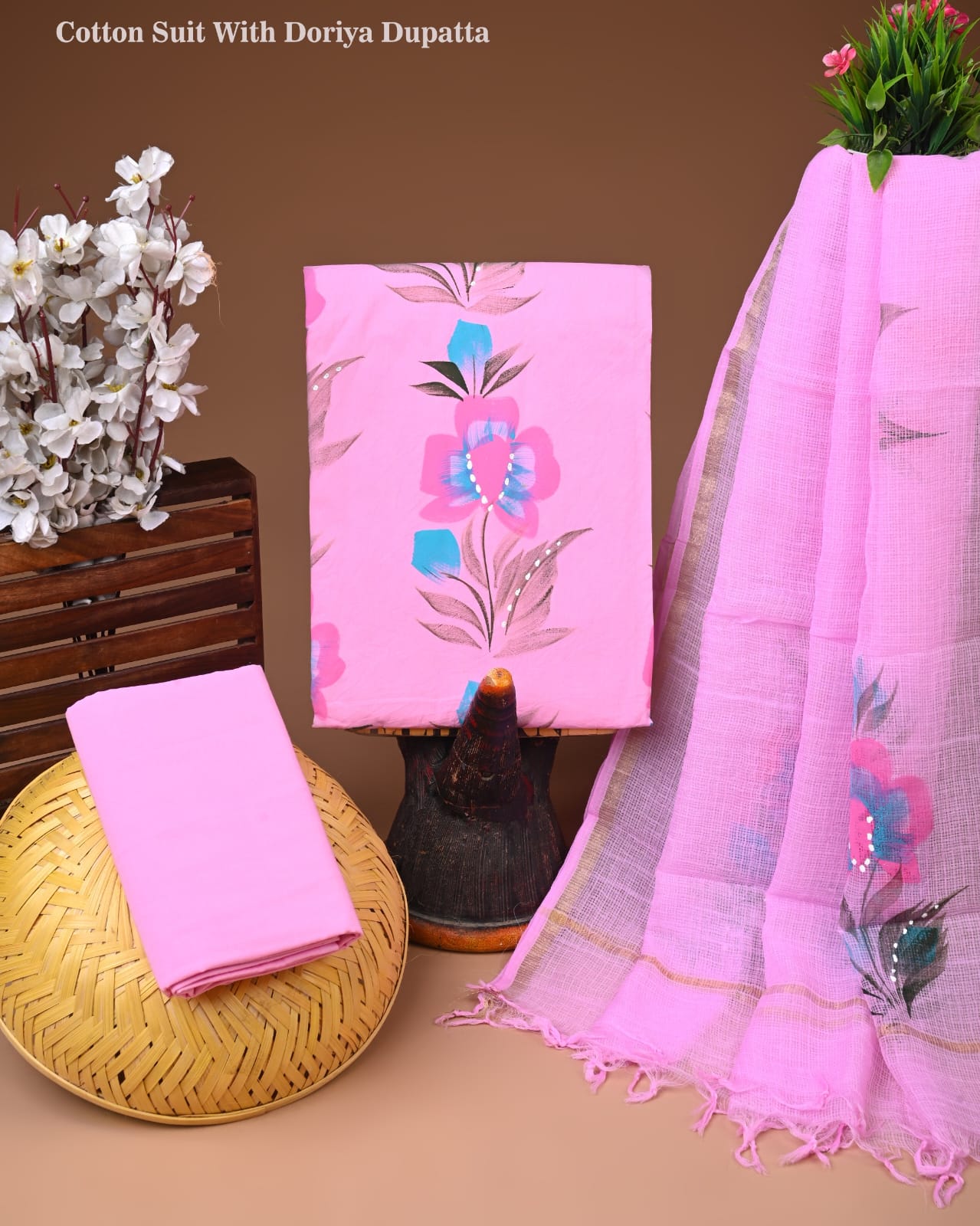 Cotton Suit with Kota Doria Dupatta India