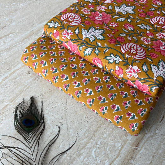 Colourful Hand Block Printed Cotton 2 Piece Suit