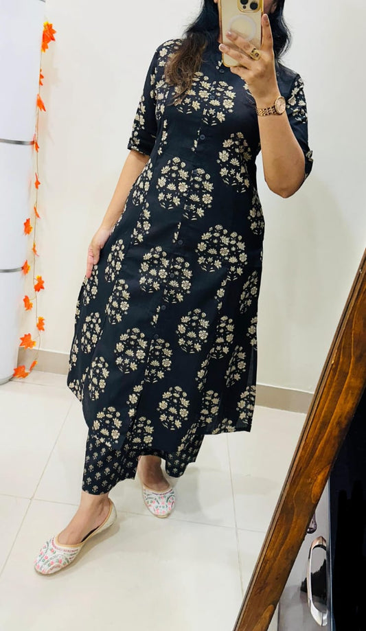 Premium Floral Fine cotton kurti Palazza set