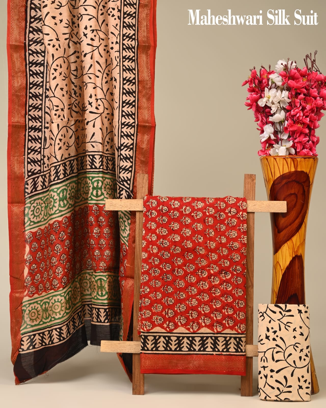 Best Maheshwari Cotton Silk Suit Online - bagru saree suit