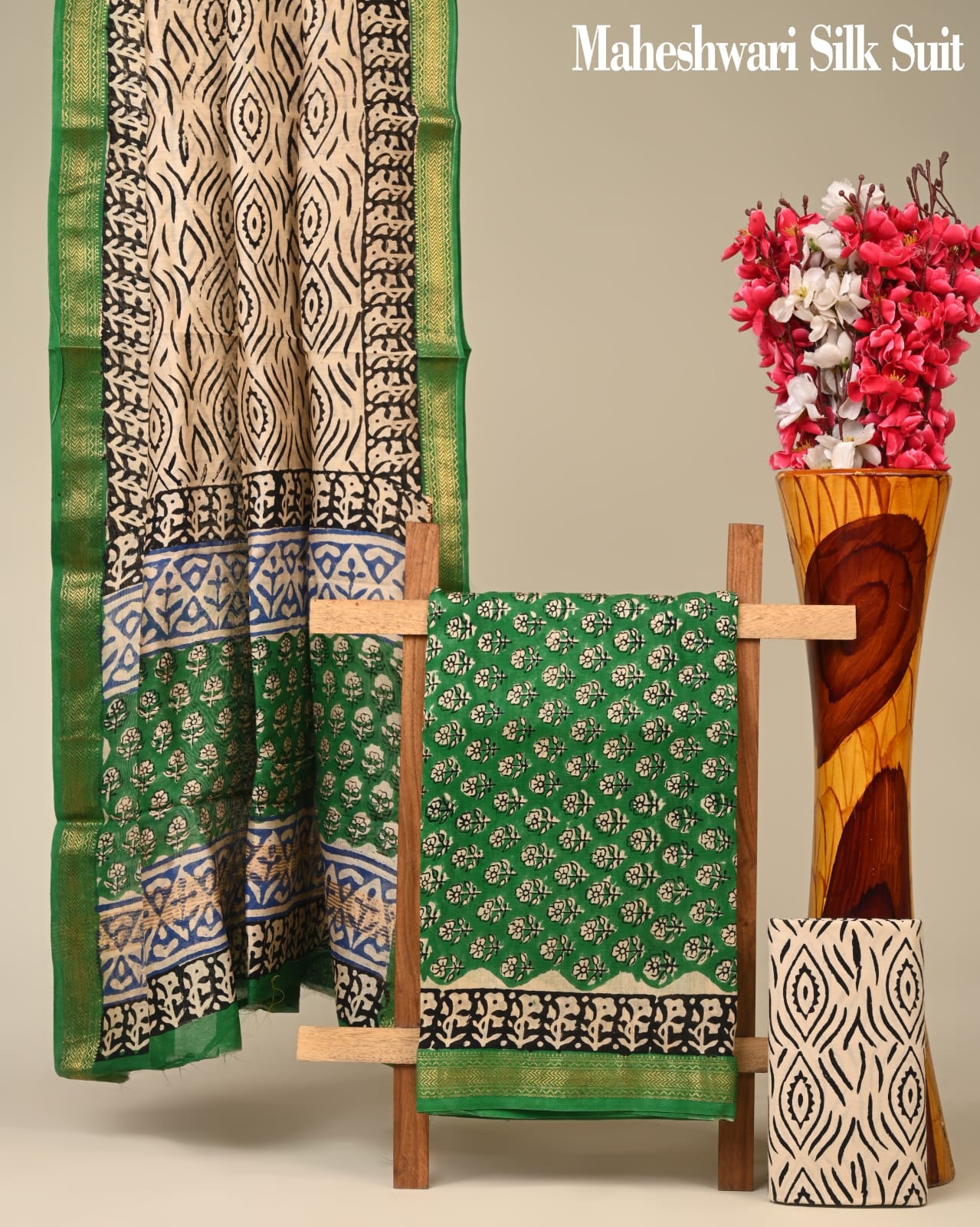 Best Maheshwari Silk Suit for Women - bagru saree suit