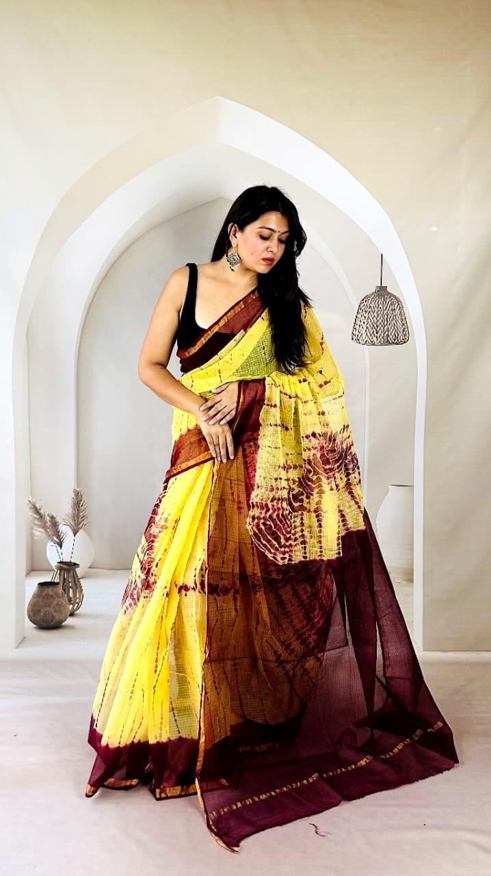 Handmade Kota Doria Saree for Casual Wear - bagru saree suit