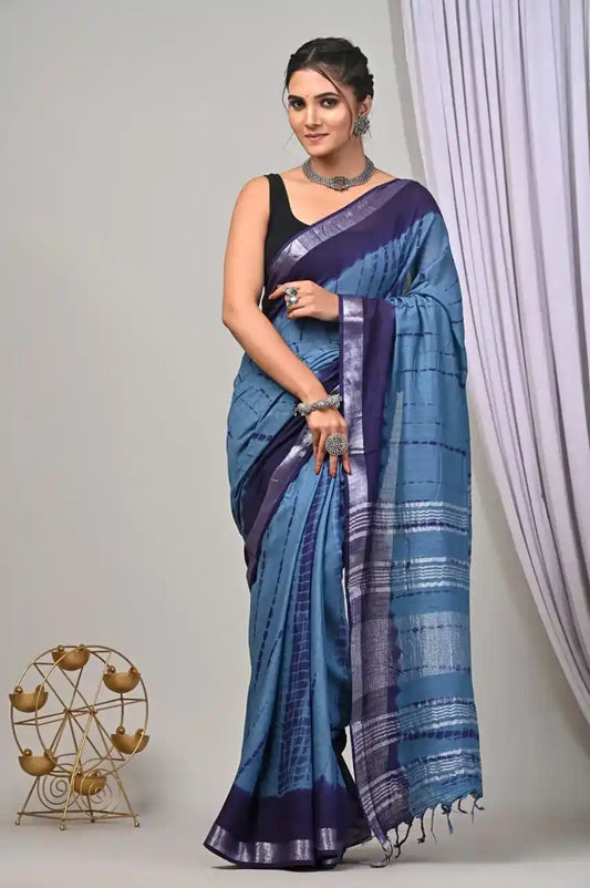 Heritage Bagru Craft Linen Saree