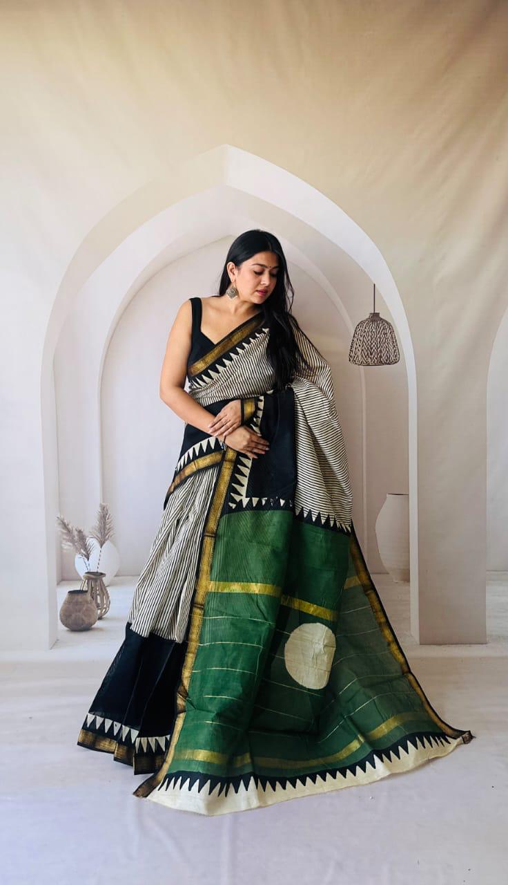Premium Maheshwari Handloom Saree - bagru saree suit