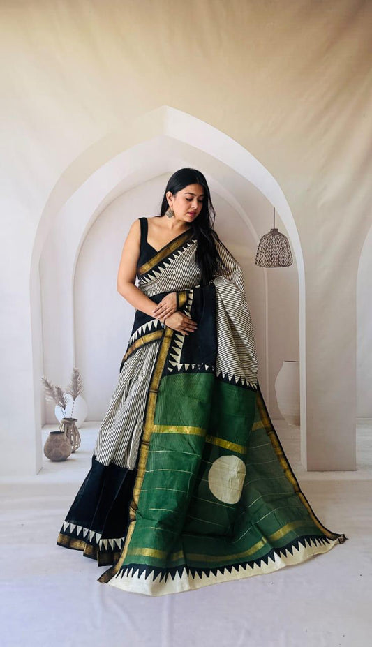 Premium Maheshwari Handloom Saree - bagru saree suit