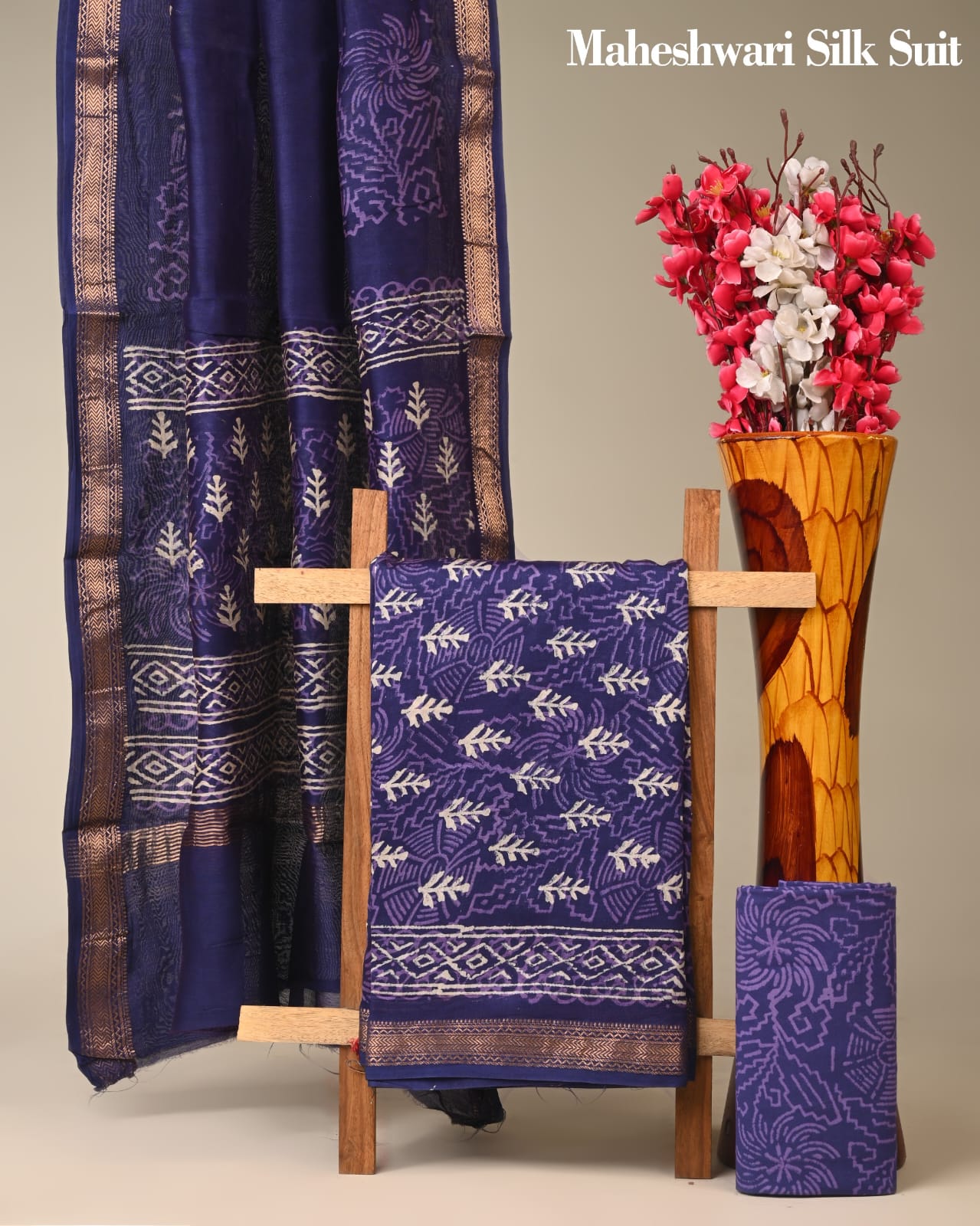 Premium Quality Maheshwari Silk Suit - bagru saree suit