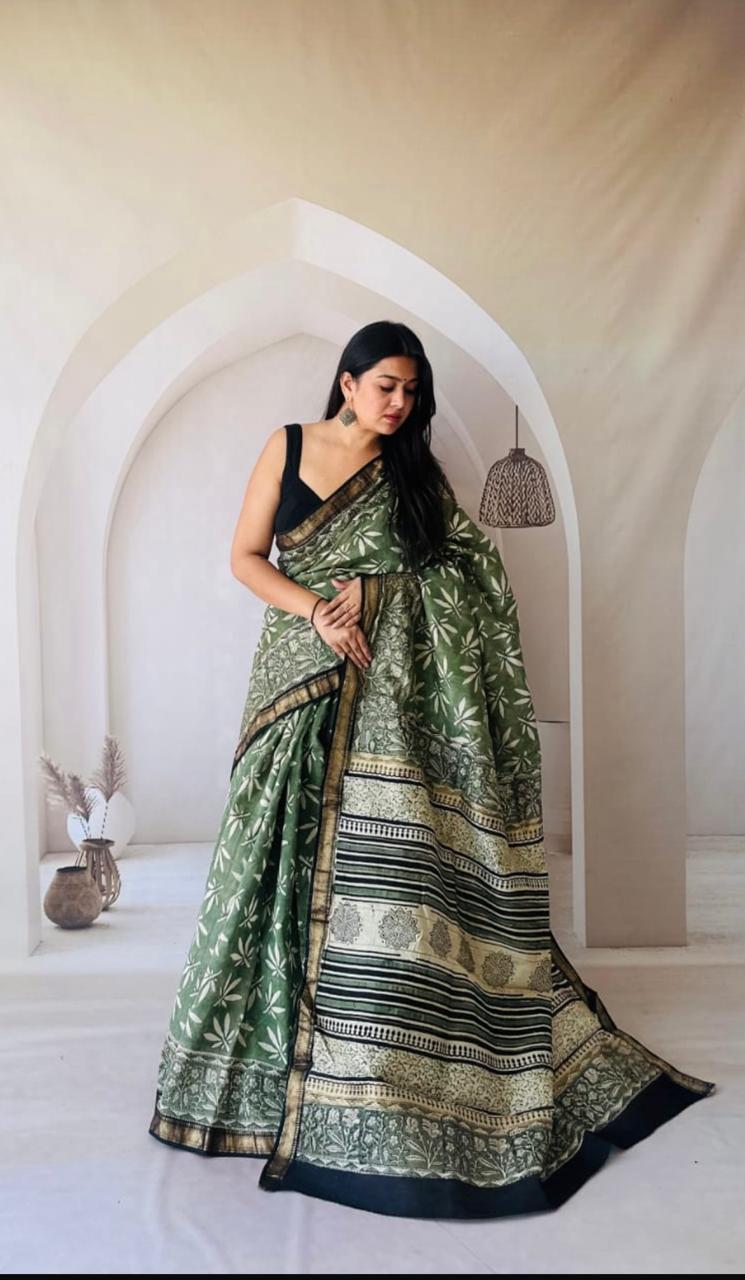 Pure Handloom Maheshwari Saree - bagru saree suit