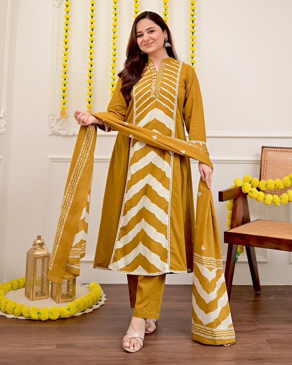 Hariyali kurta pant dupatta set