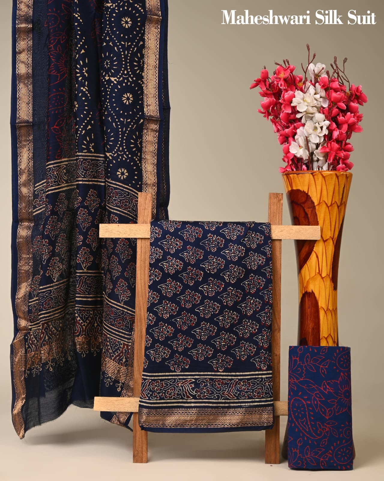 Soft Maheshwari Cotton Silk Dress Material - bagru saree suit